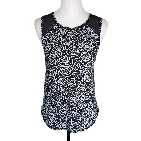 Lululemon Sculpt Tank Black & White Flower Posey Print UPF Lycra Workout Top - Picture 4 of 12